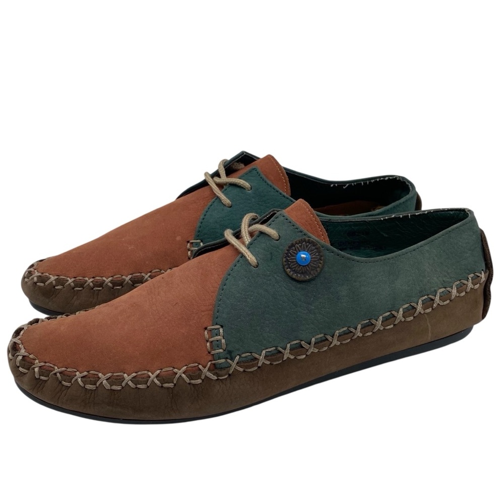Hush Puppies Womens Moccasins Size 9 Narrow Clay Red Green Brown Leather Casual